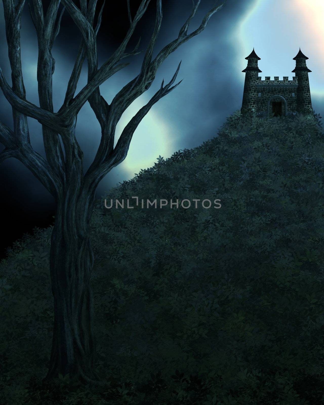 Dark Spooky Fairytale Background by kathygold