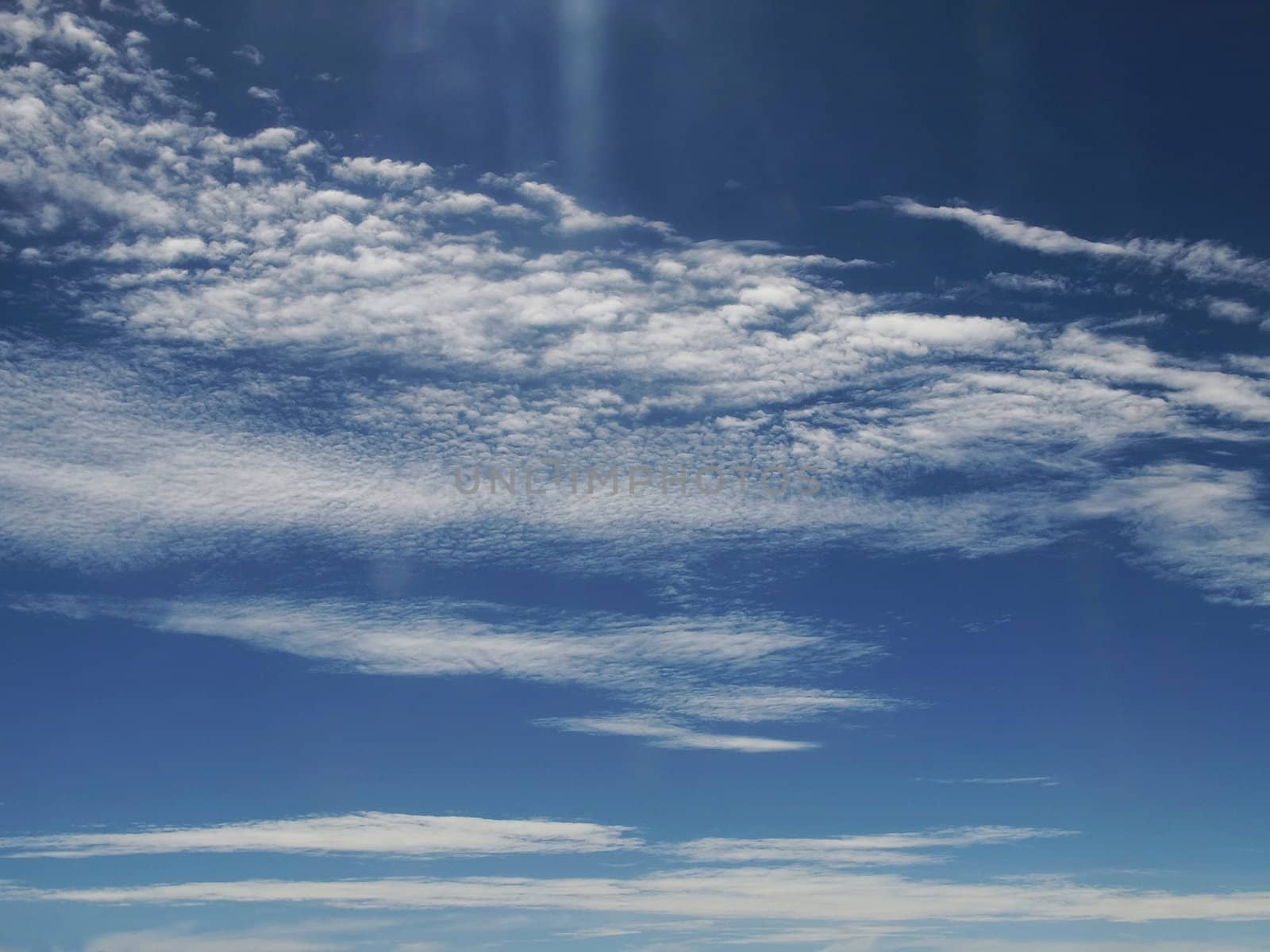 fluffy clouds and blue afternoon sky