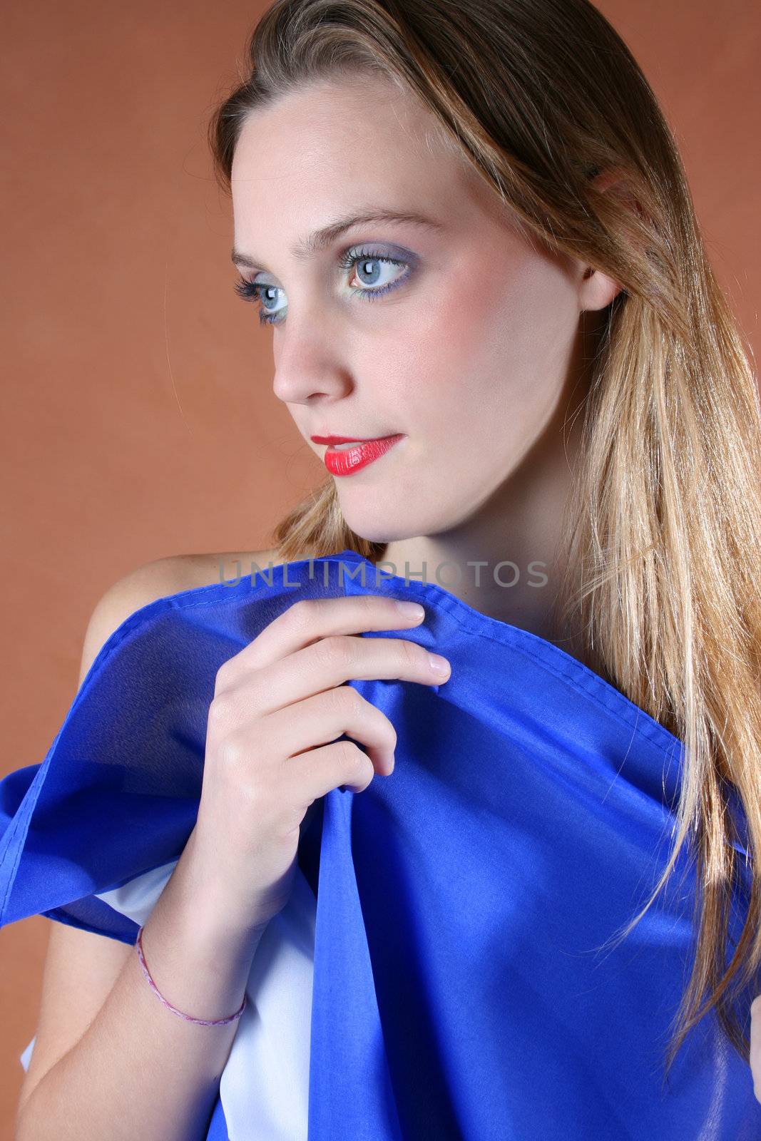 Beautiful young female model with a Scottish Flag