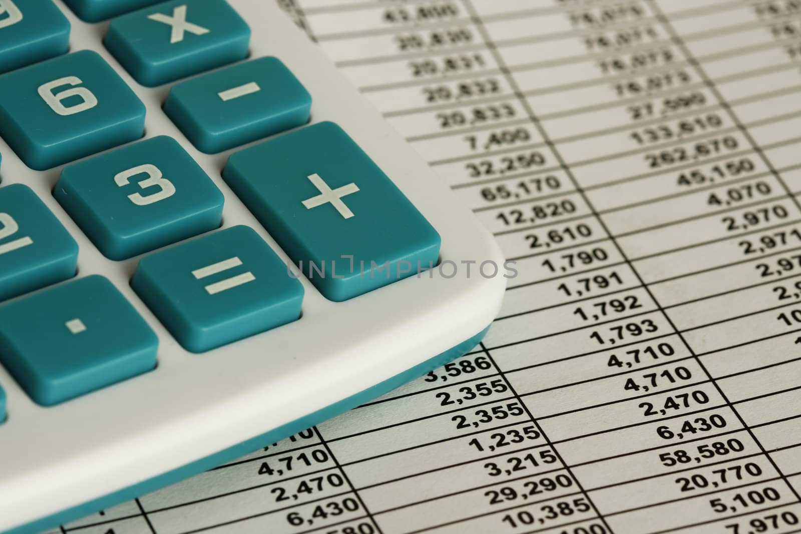 Calculator and some spread sheet  - macro shot.