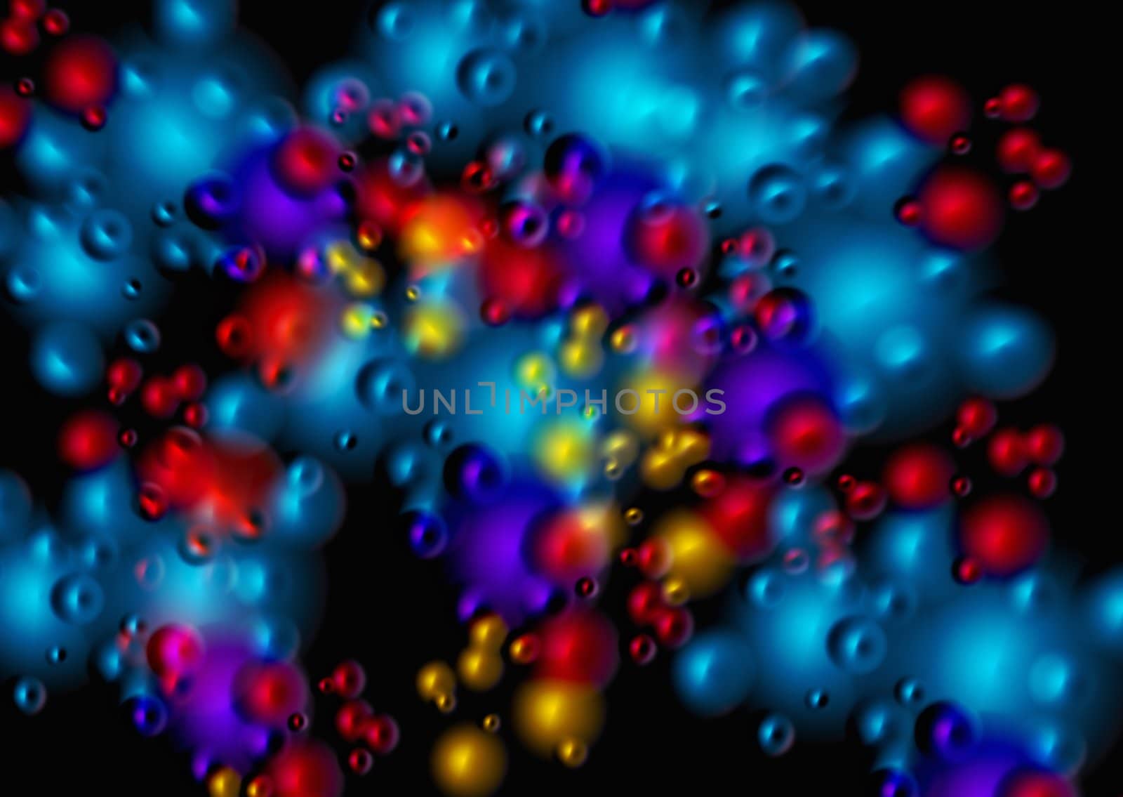 An abstract background in landscape format, representative of irridesant paint splatters.