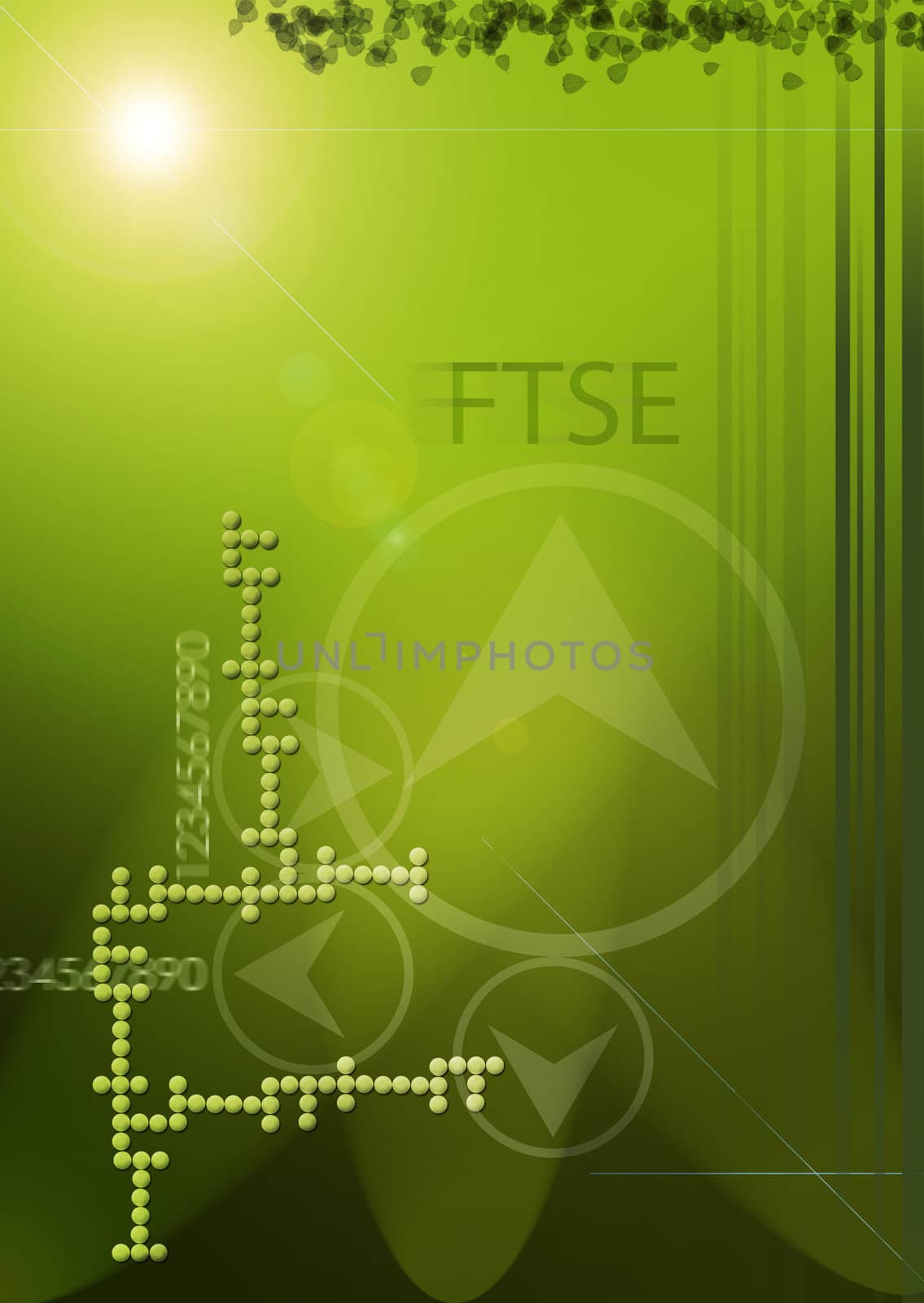 A green based background. Financial theme FTSE.