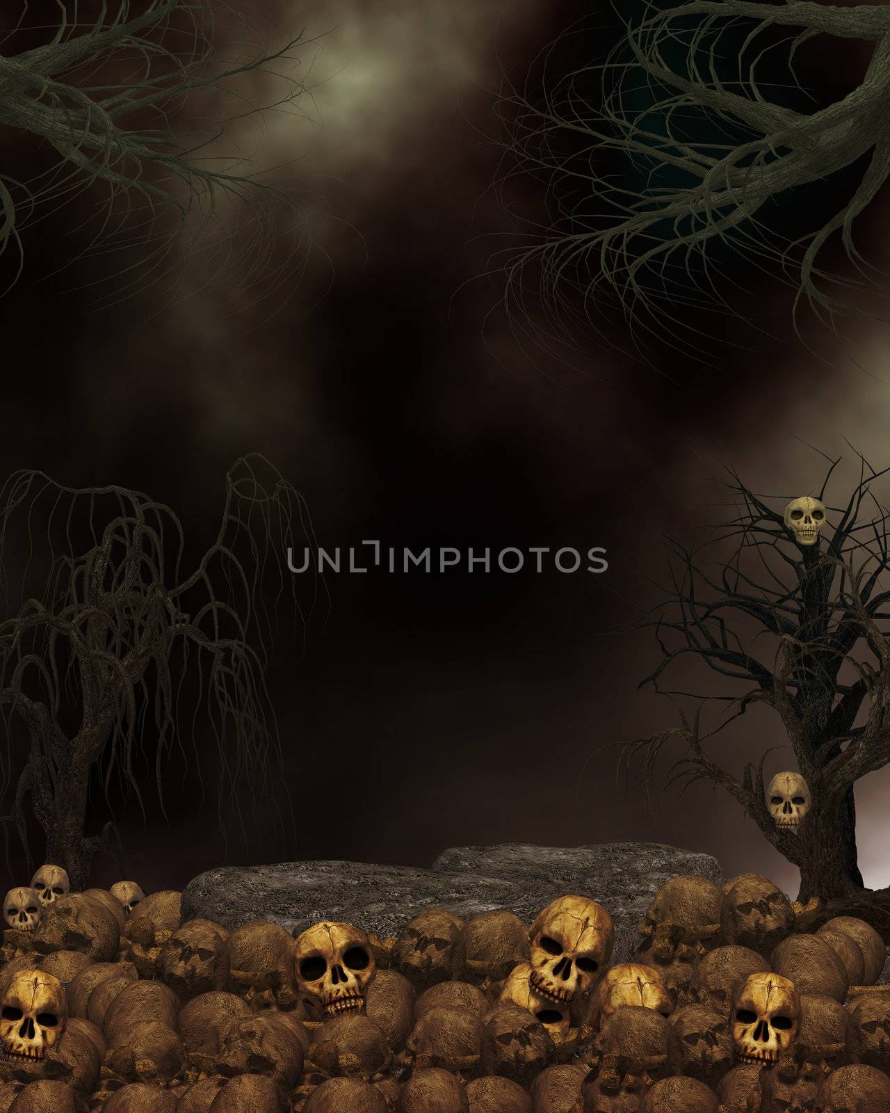 Spooky Dark Skull Background