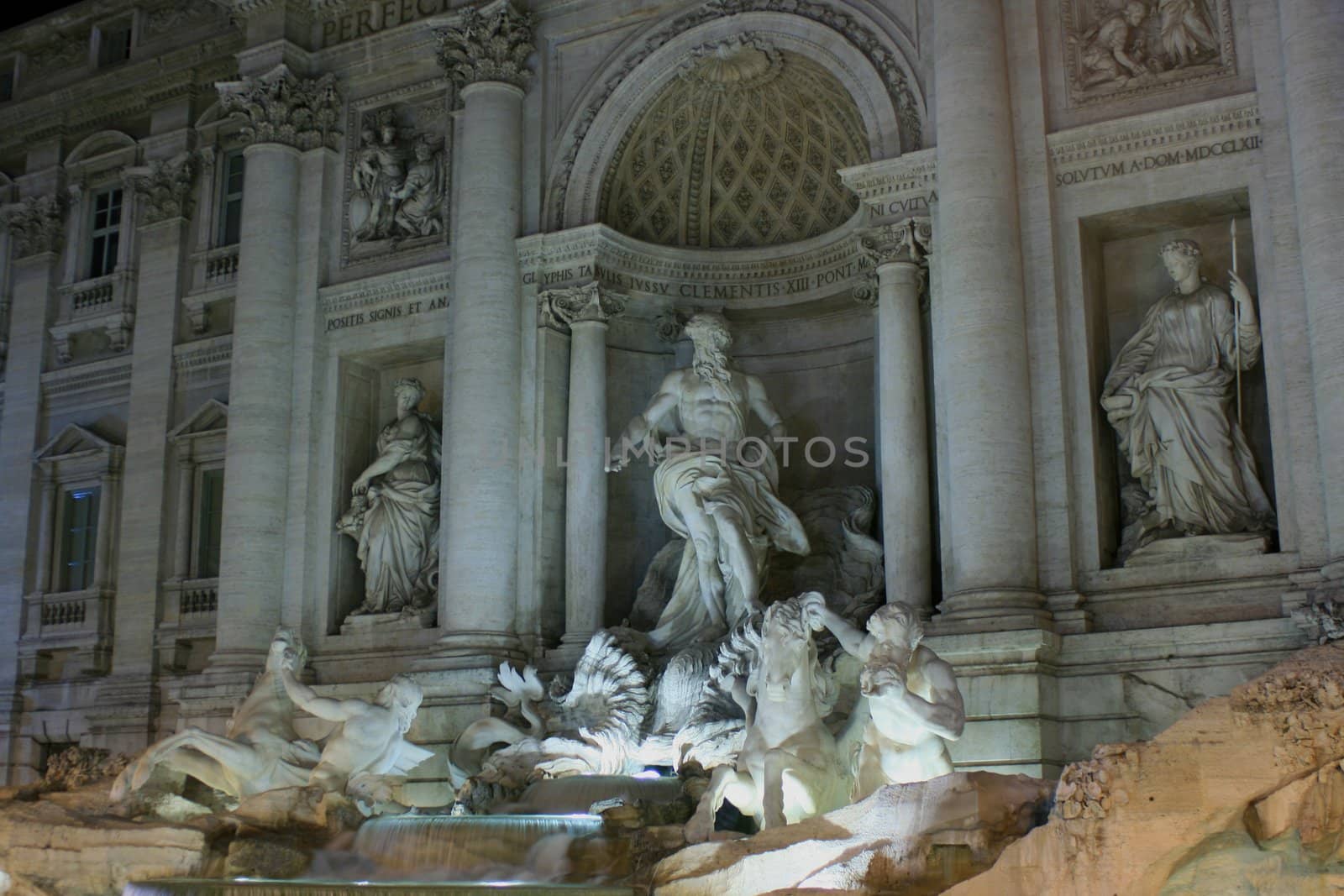 Trevi Fountain Rome, Italy at night.