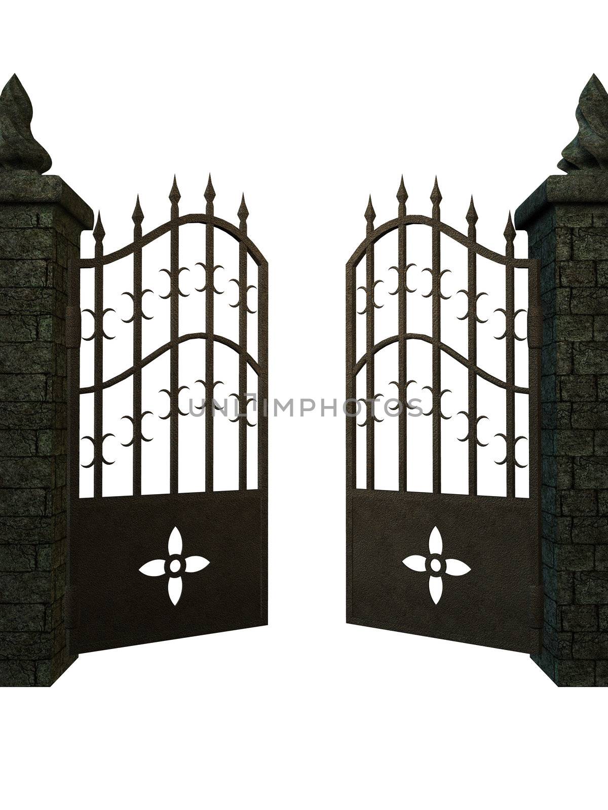 A Fantasy gate on a white background