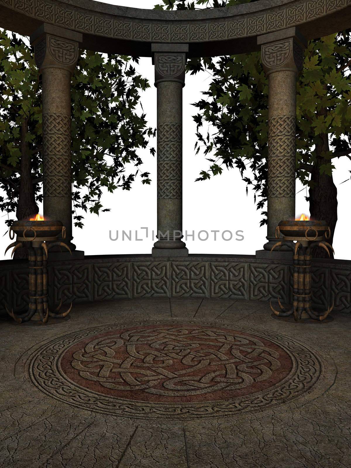 Columns with trees on a white background