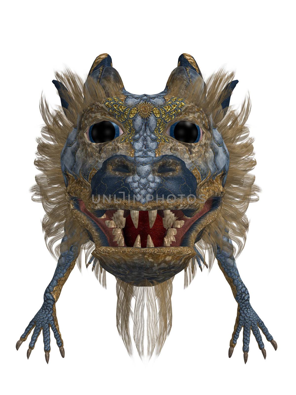 Blue Gold Dragon Head