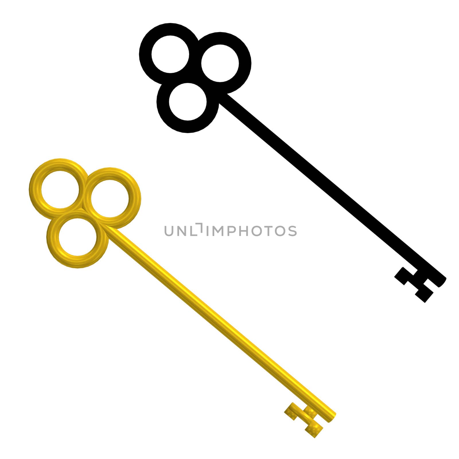 Gold Key And Black Silhouette Key by kathygold