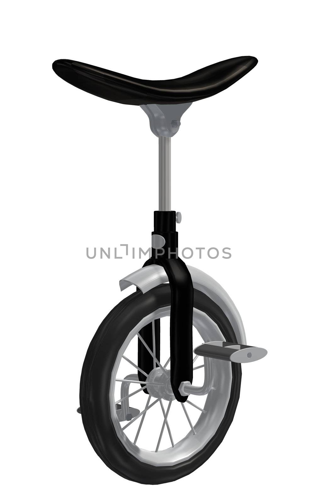 a one-wheeled unicycle driven by pedals, used in a circus 