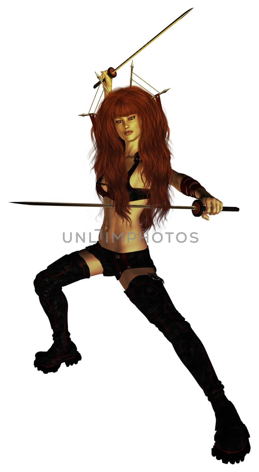Woman Holding Swords by kathygold