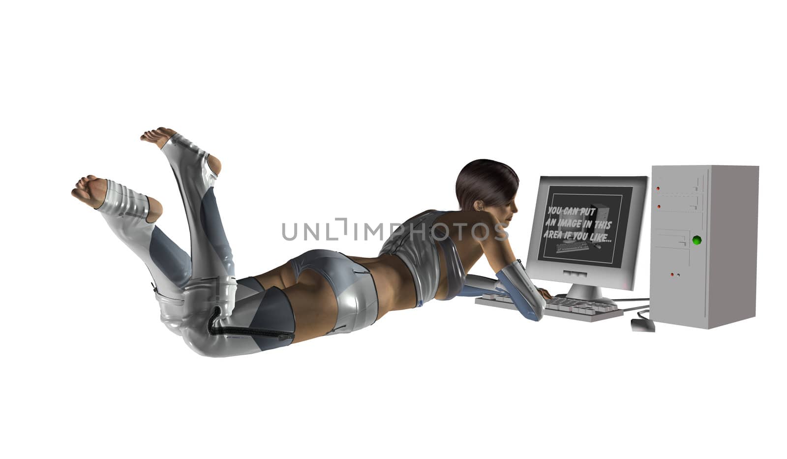 Sci fi woman laying down