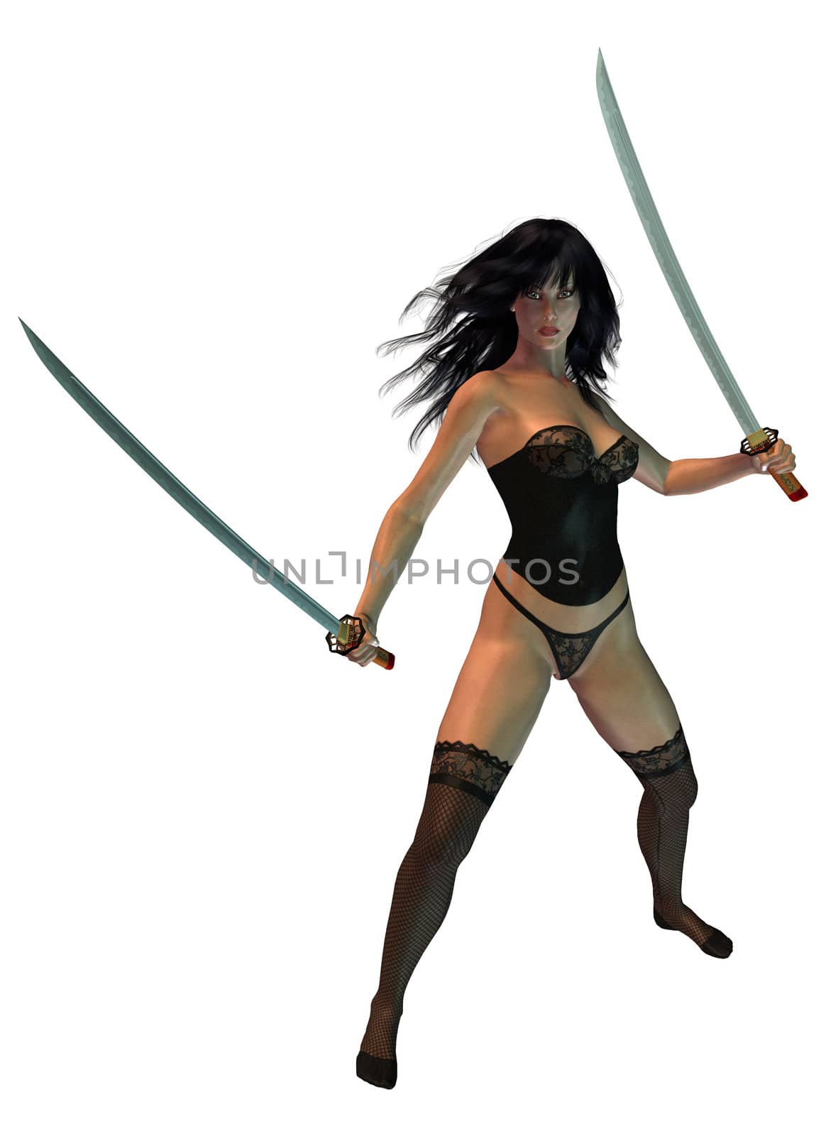 Woman Holding Swords by kathygold