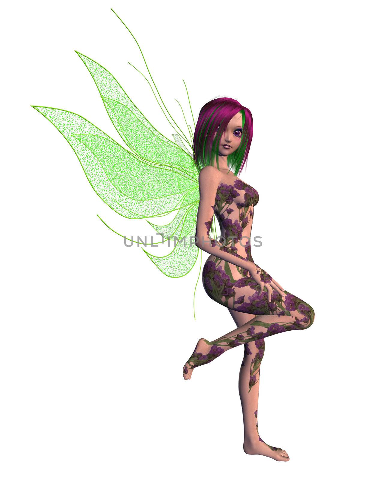 Purple Green Flower Fairy by kathygold