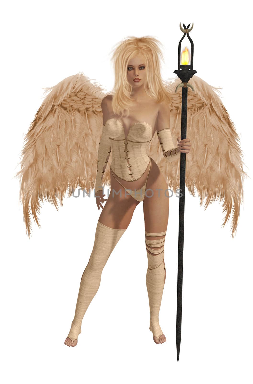 Beige Winged Angel With Blonde Hair by kathygold