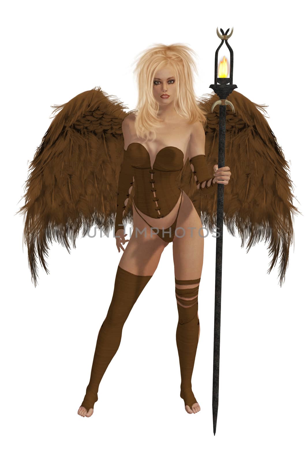 Brown Winged Angel With Blonde Hair by kathygold