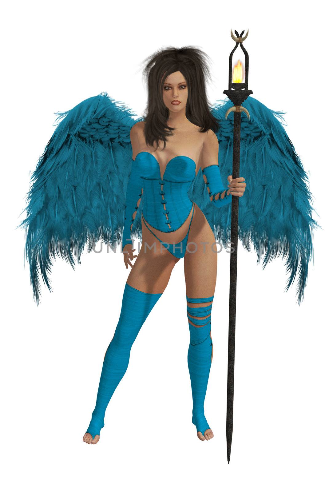 Baby Blue Winged Angel With Dark Hair by kathygold