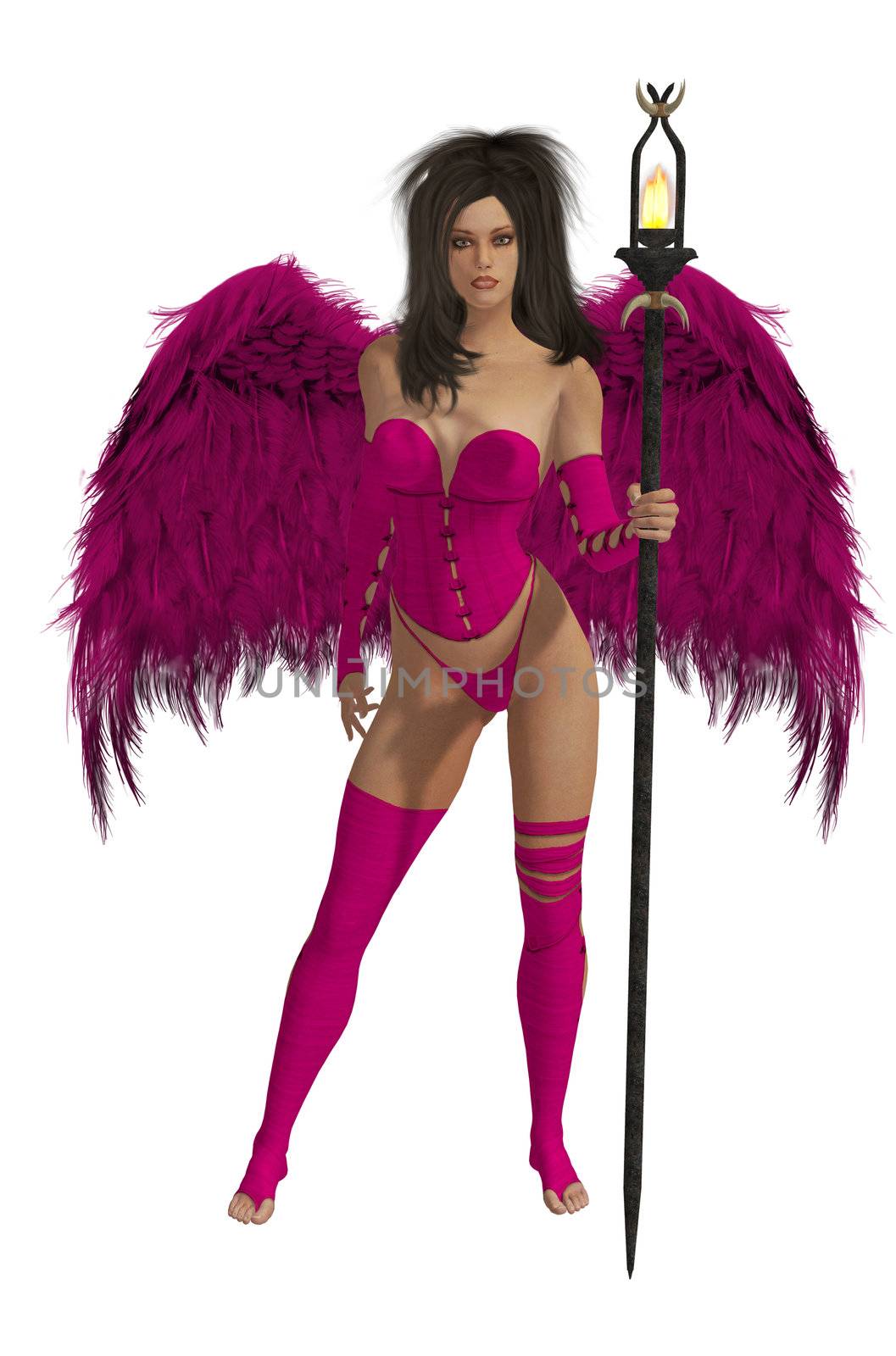 Pink Winged Angel With Dark Hair by kathygold