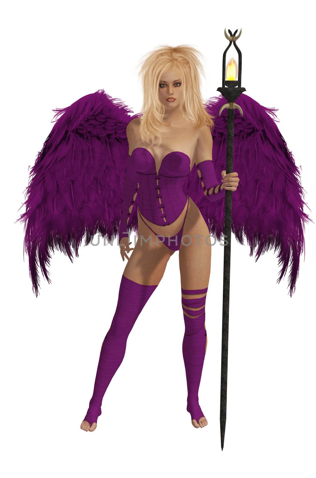 Purple Winged Angel With Blonde Hair by kathygold