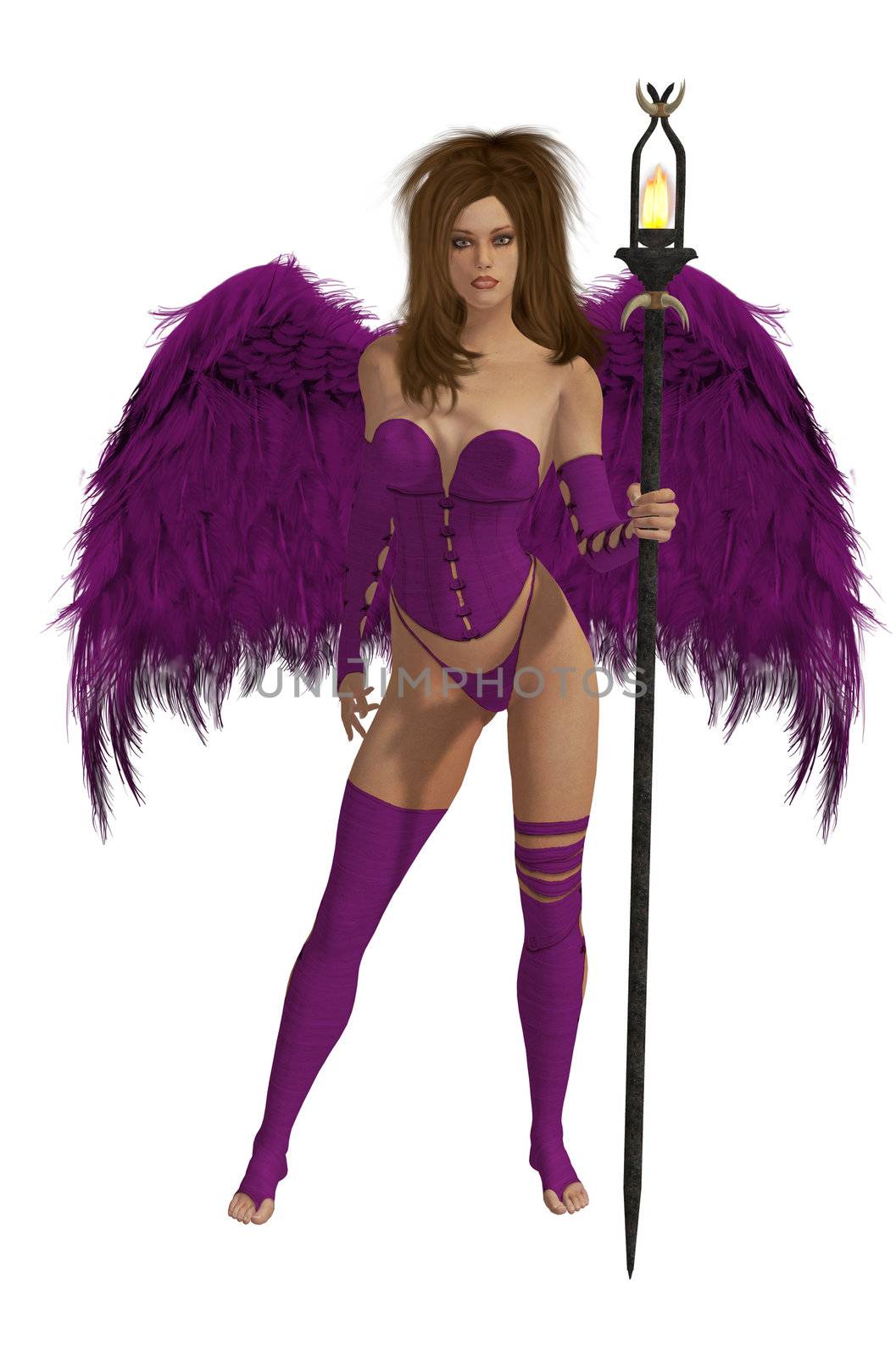 Purple Winged Angel With Dark Hair by kathygold