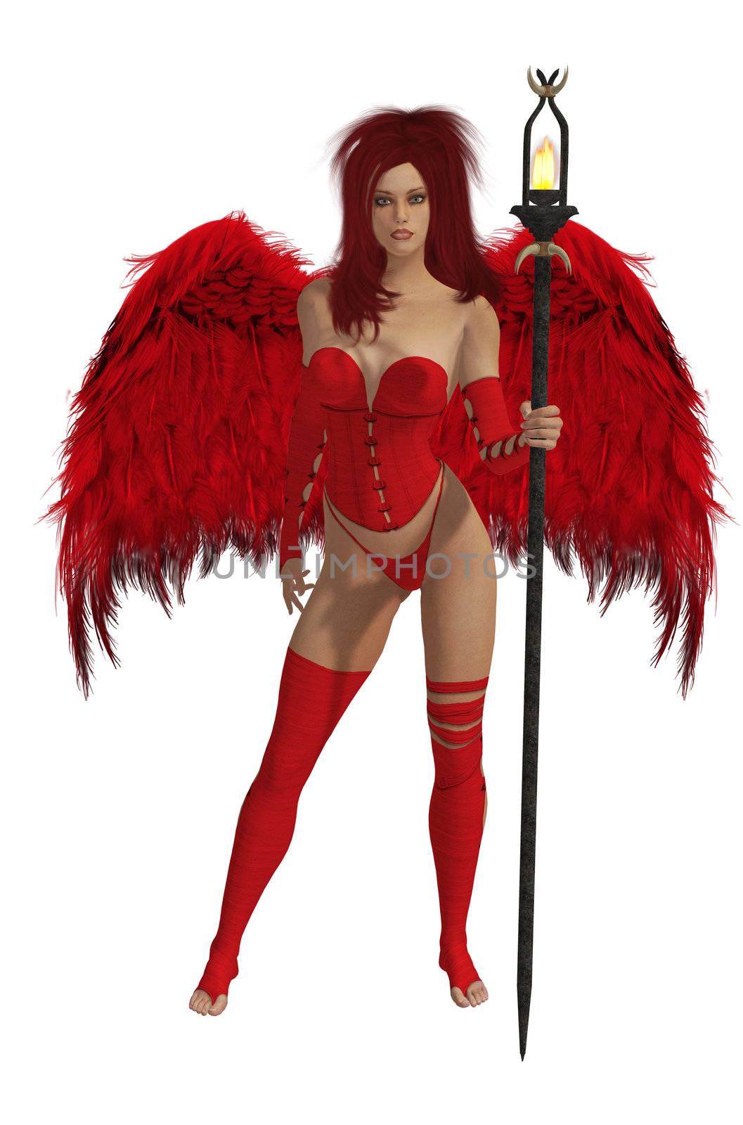 Red Winged Angel With Red Hair by kathygold