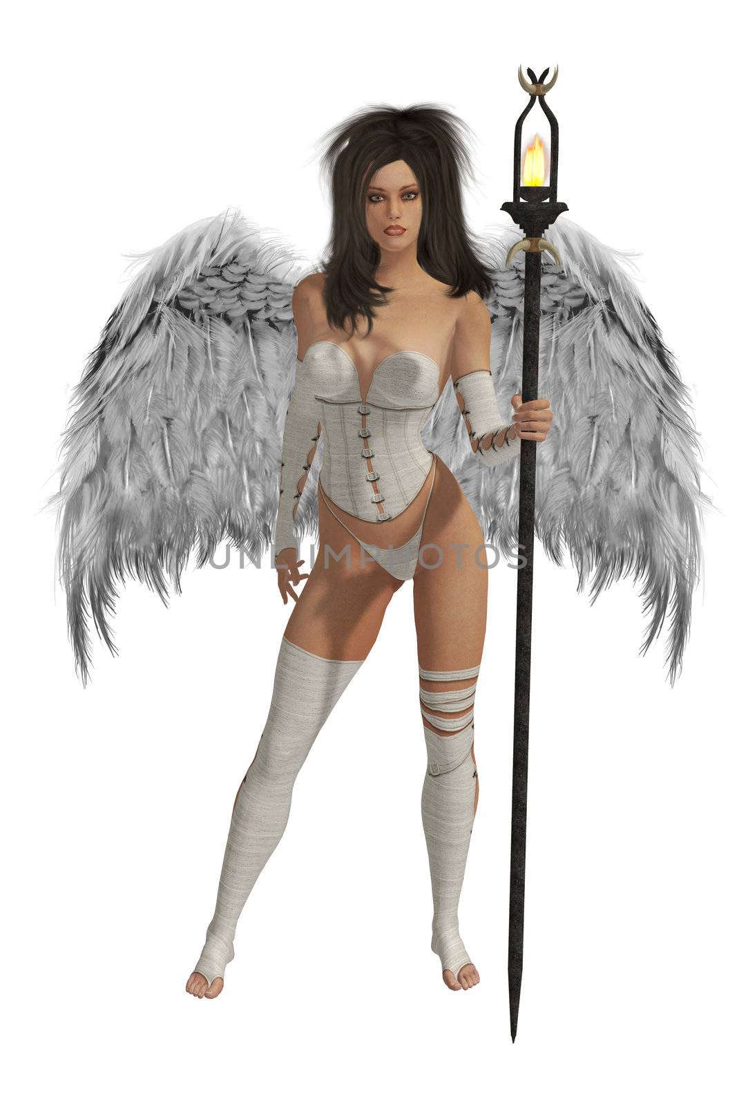 White Winged Angel With Dark Hair by kathygold