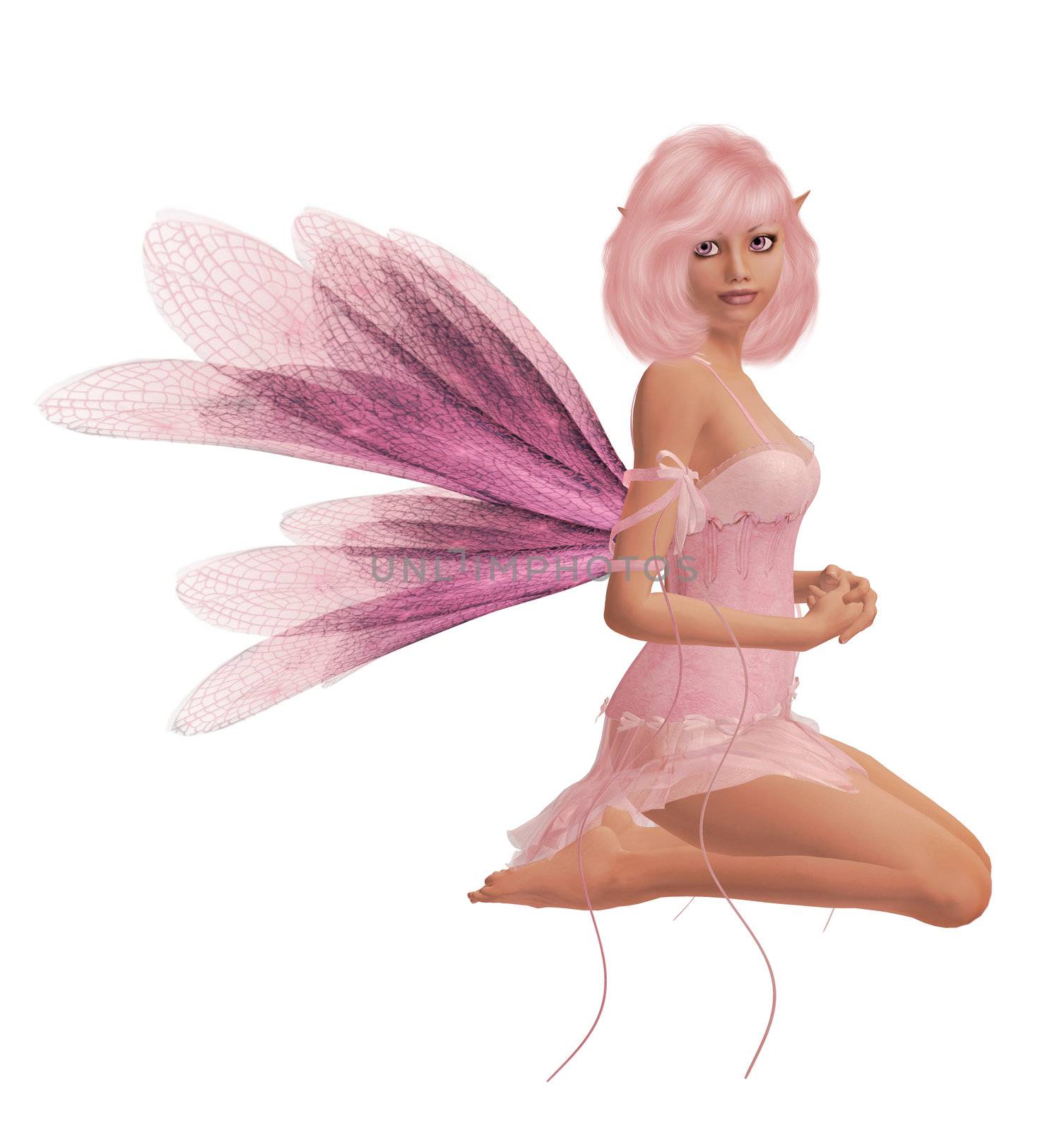 Pink fairy sitting down 300 dpi
