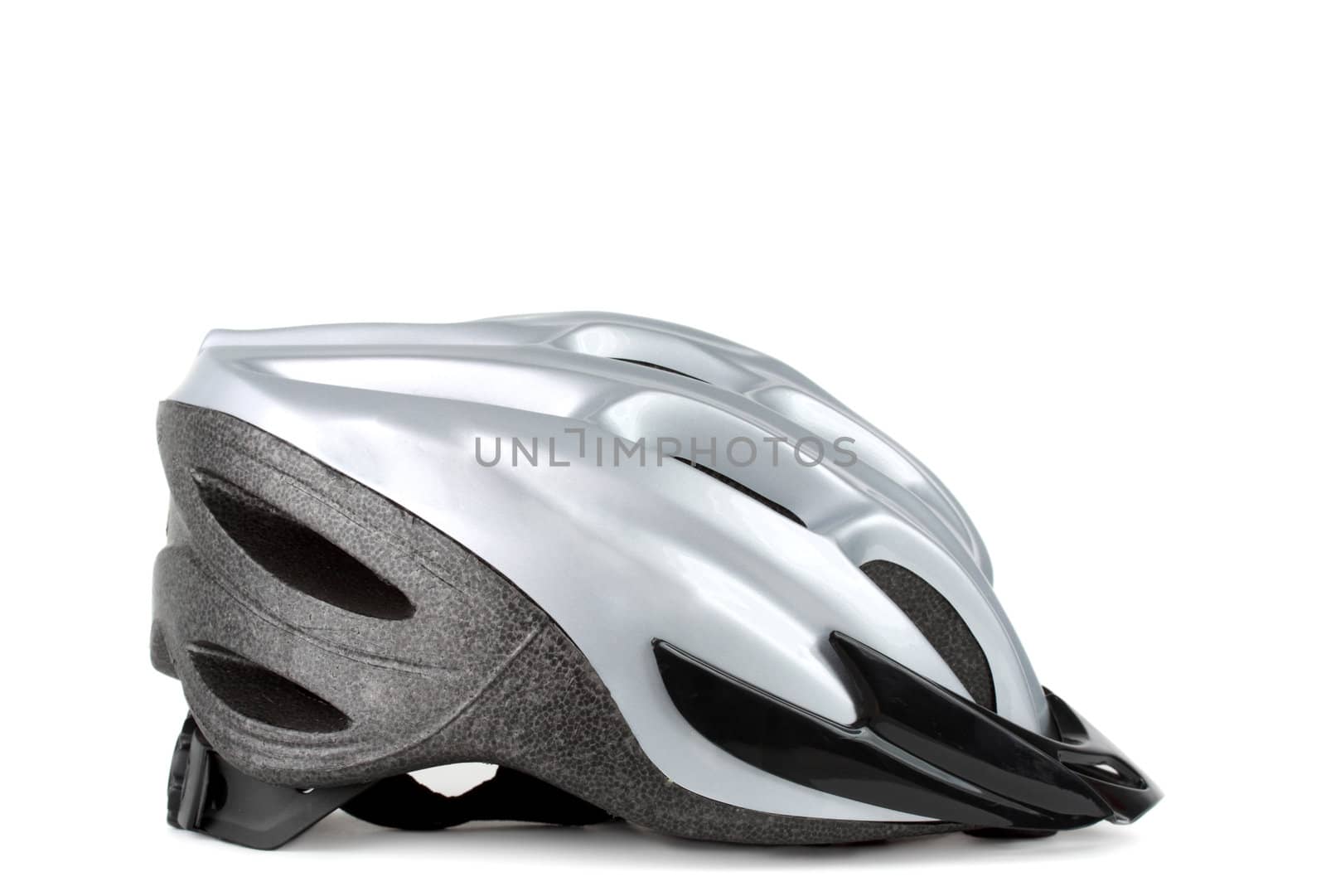 grey bicycle helmet isolated on white background