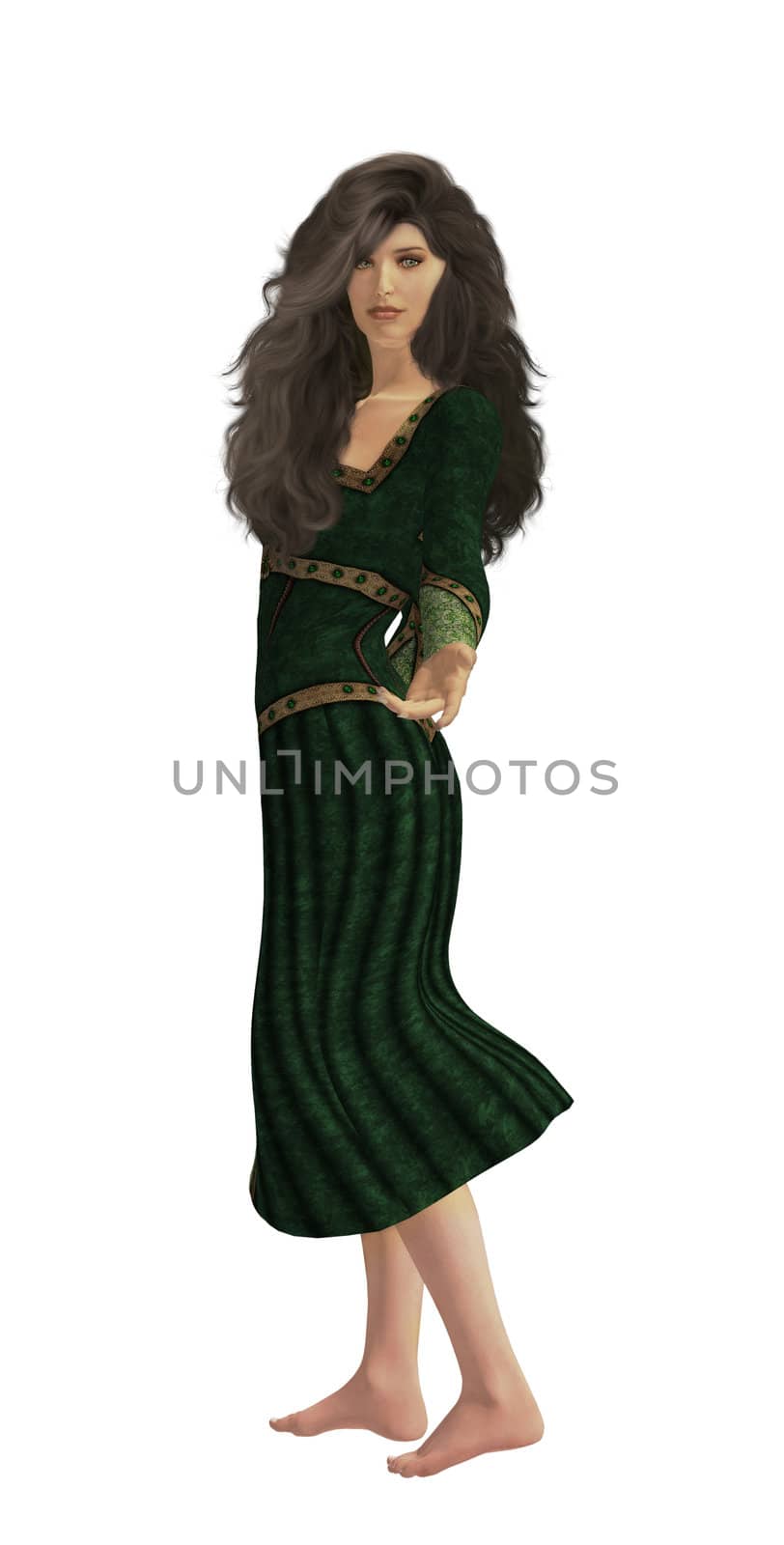 Woman in a green dress