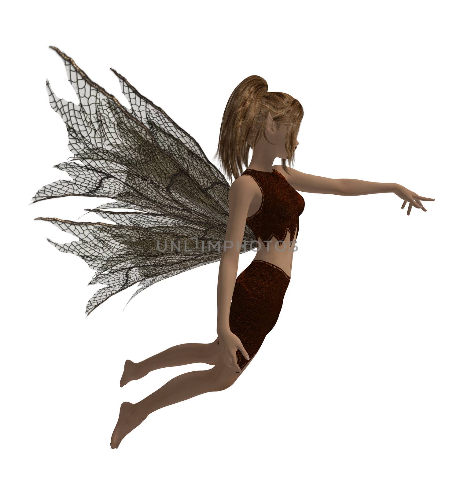 Guardian fairy of the forest in a flying pose