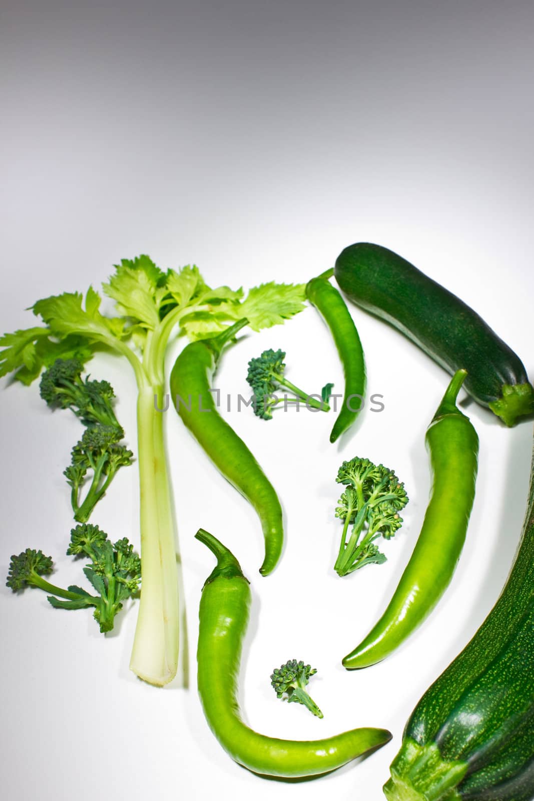 Green vegetables isolated on white