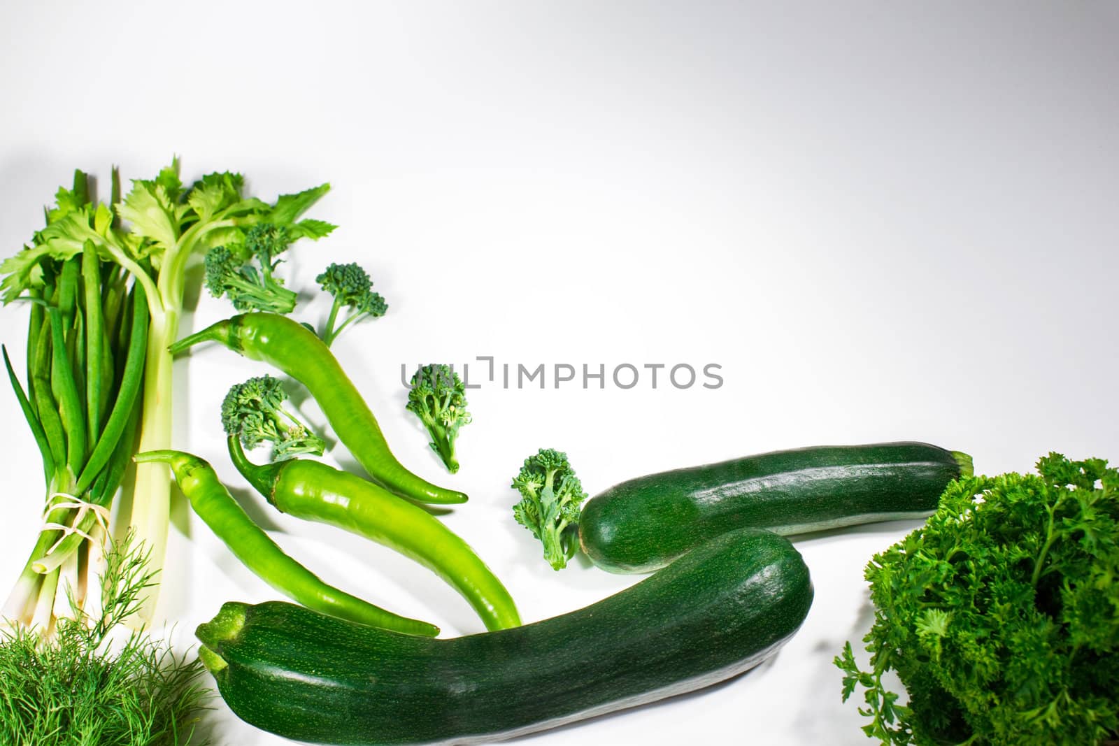 Green vegetables isolated on white