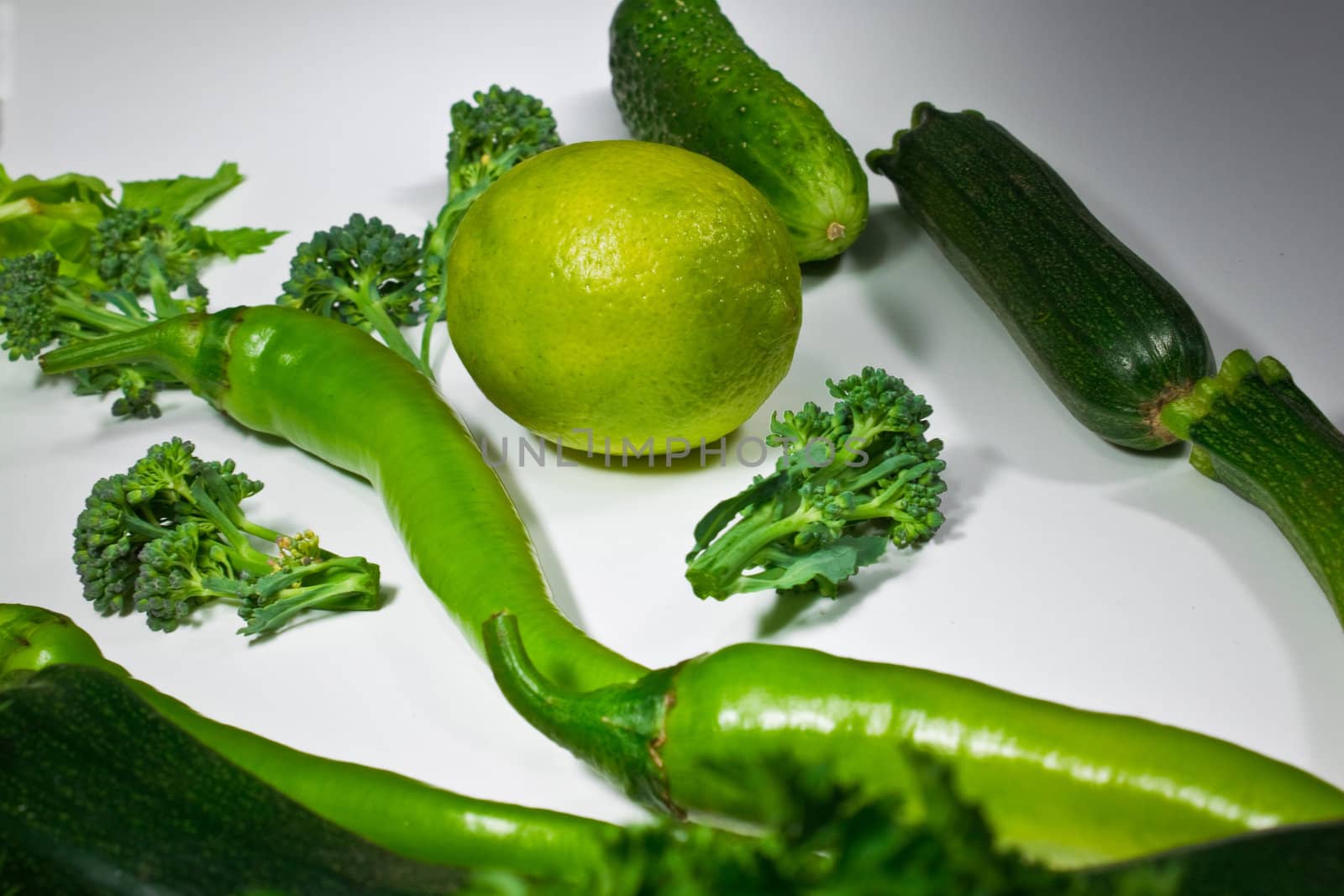 Green vegetables isolated on white