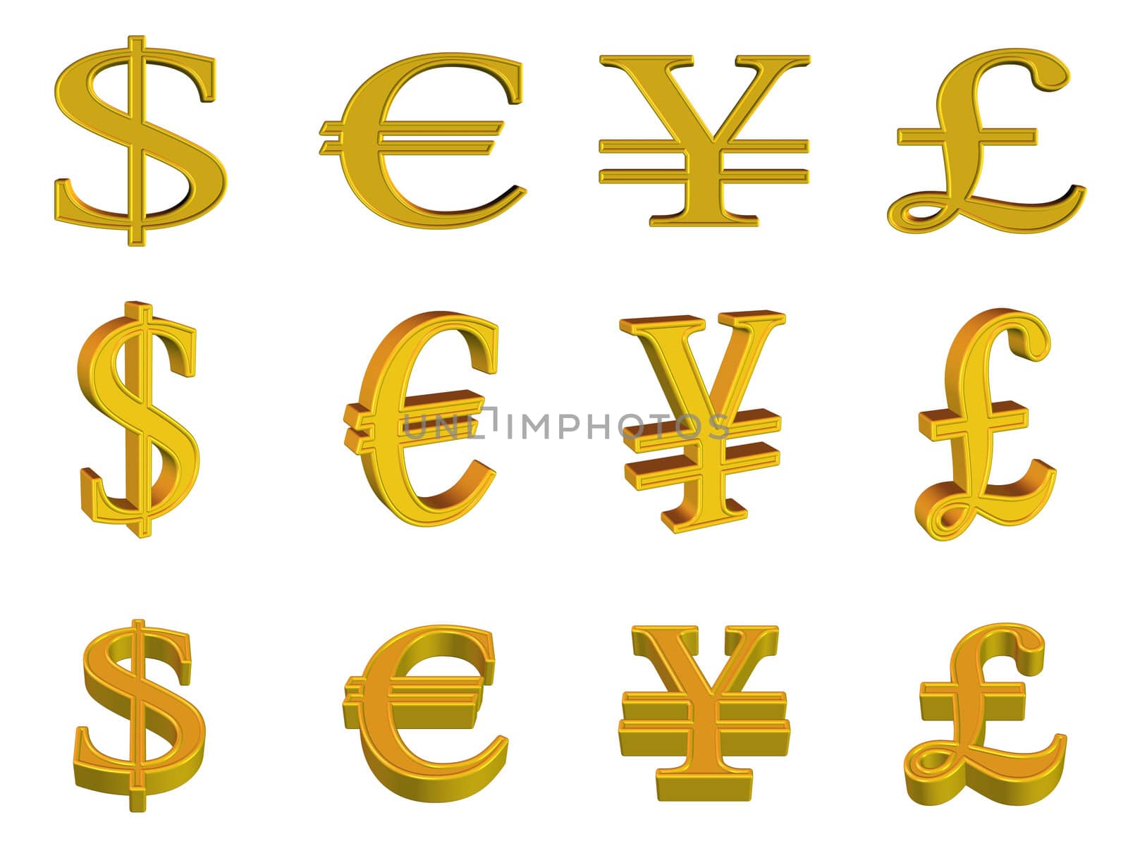 currency symbols gold - metal style