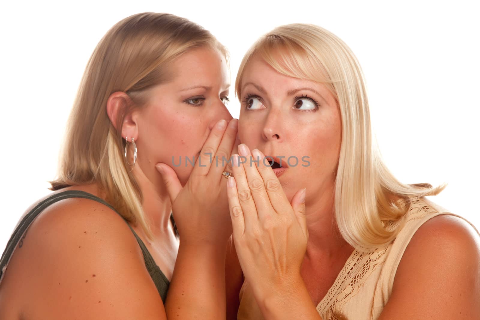 Two Blonde Woman Whispering Secrets by Feverpitched