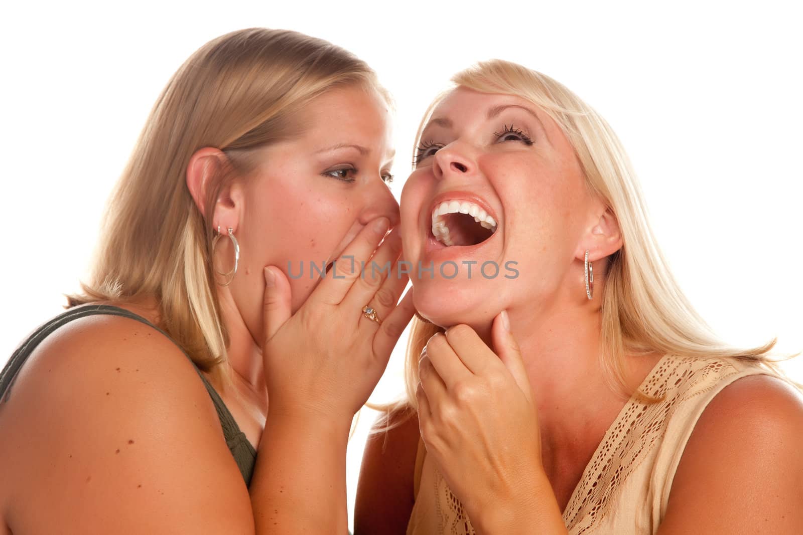 Two Blonde Woman Whispering Secrets by Feverpitched