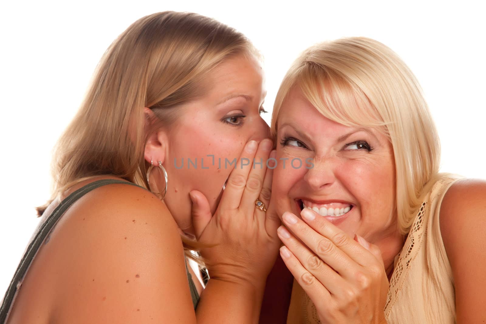 Two Blonde Woman Whispering Secrets by Feverpitched