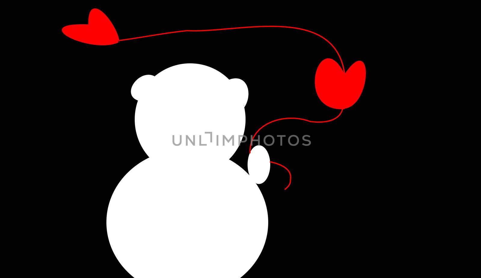 teddybear with heart on black background