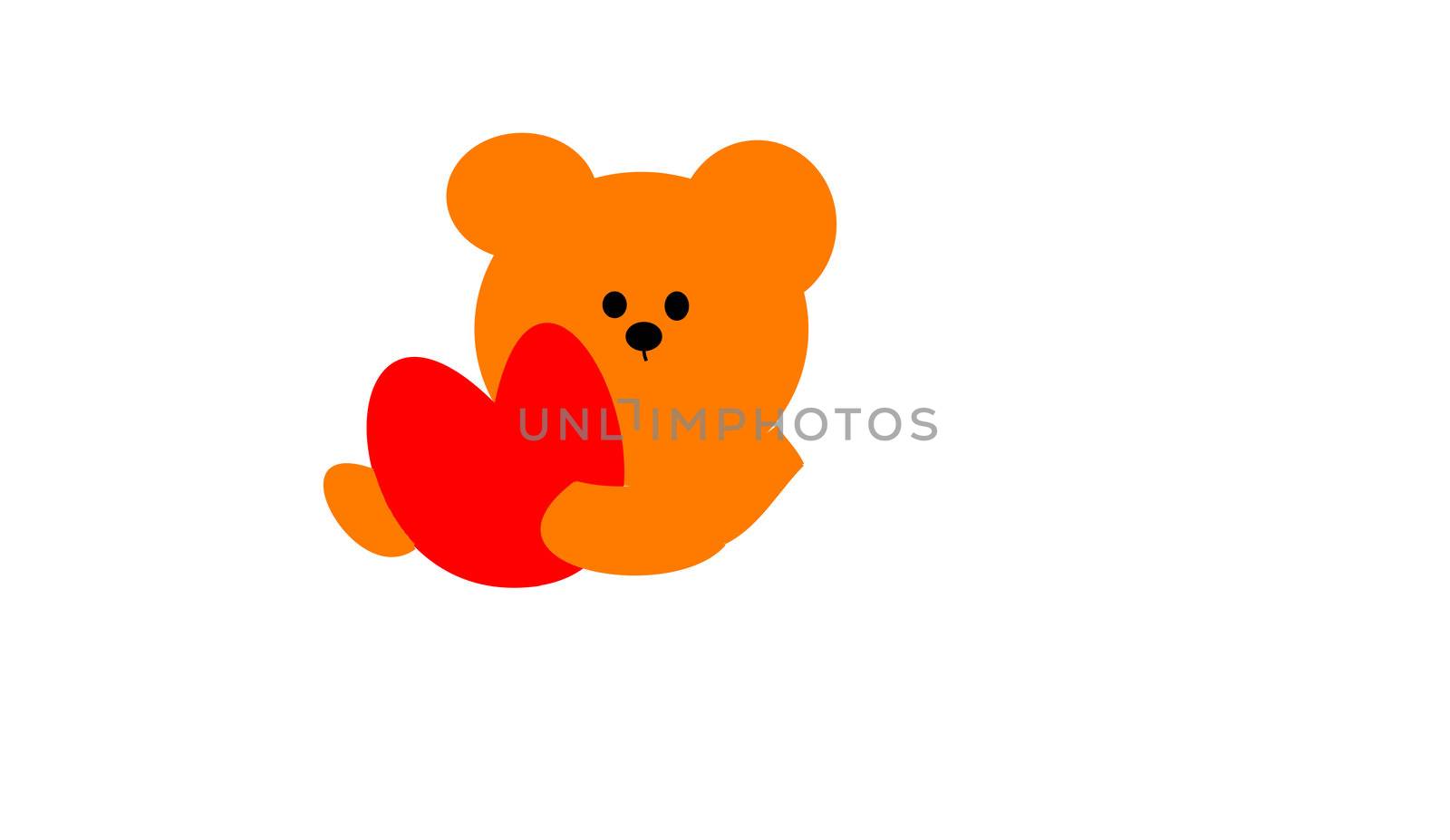 teddy with heart on white background