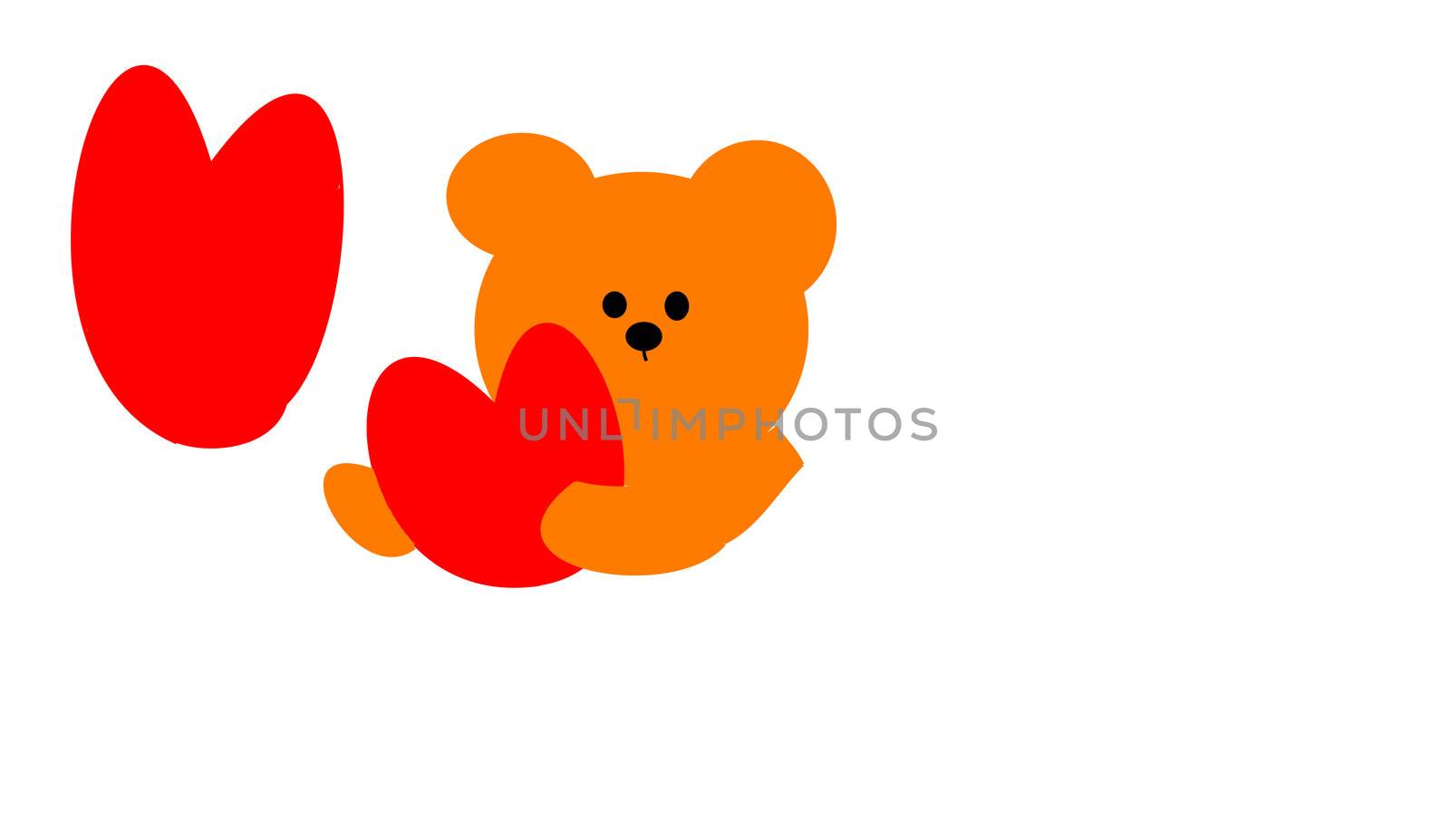 the teddybear with two red hearts