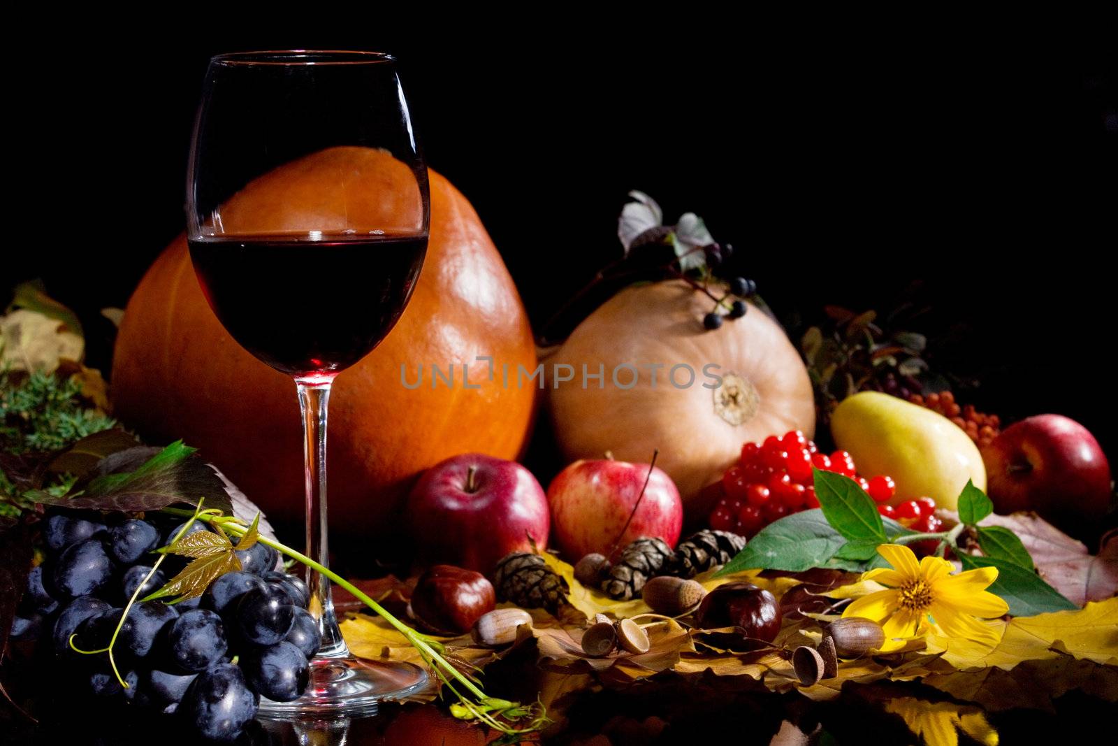 Autumn Still-life whith red wine by Nika__