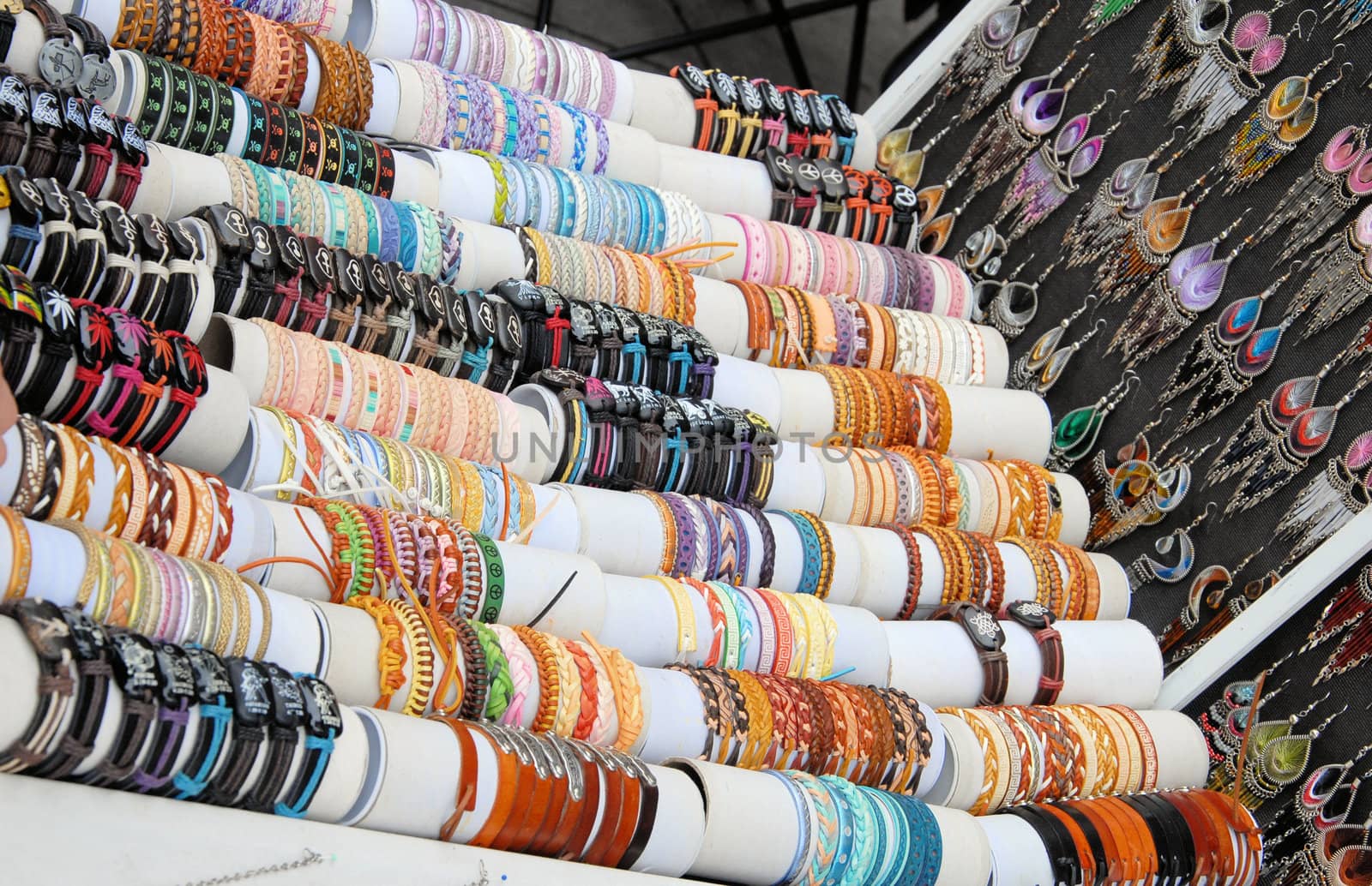 Ear rings and bracelets for sale at a street fair