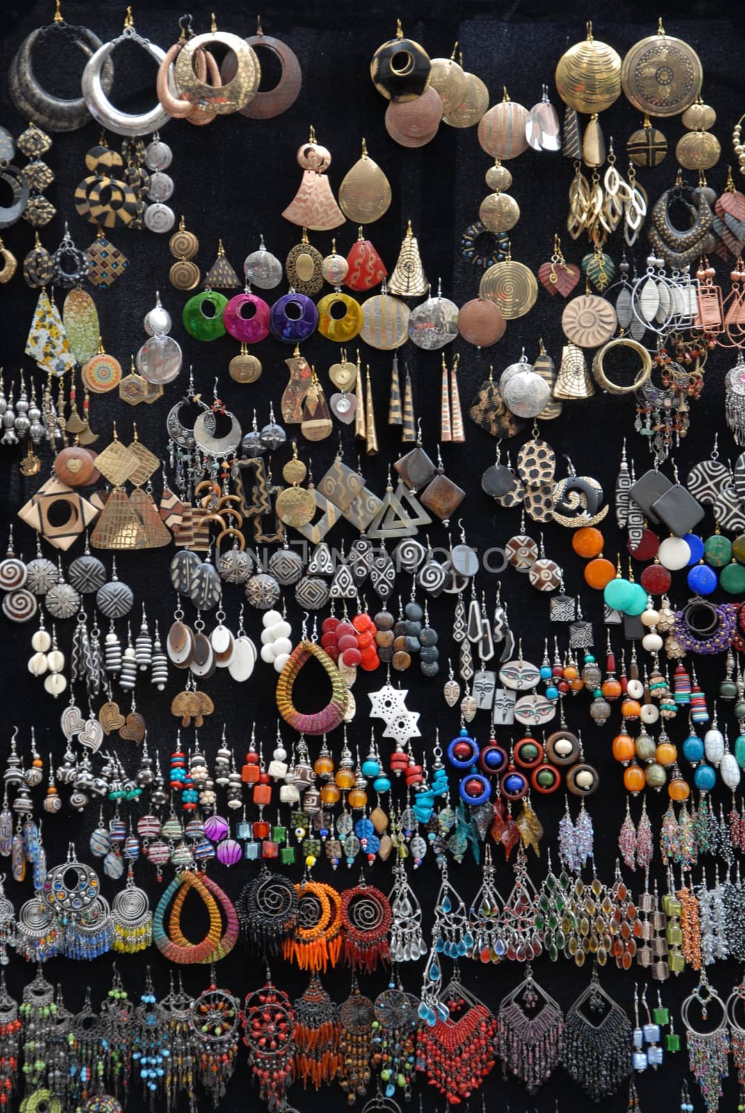 Earrings for sale at an outdoor market