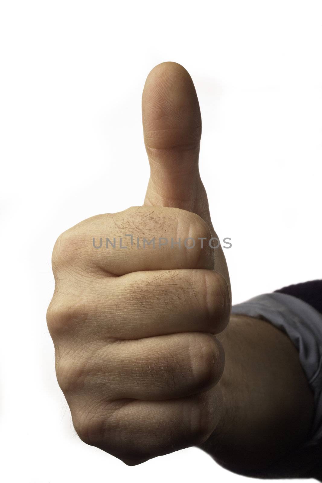 Male hand with thumb up