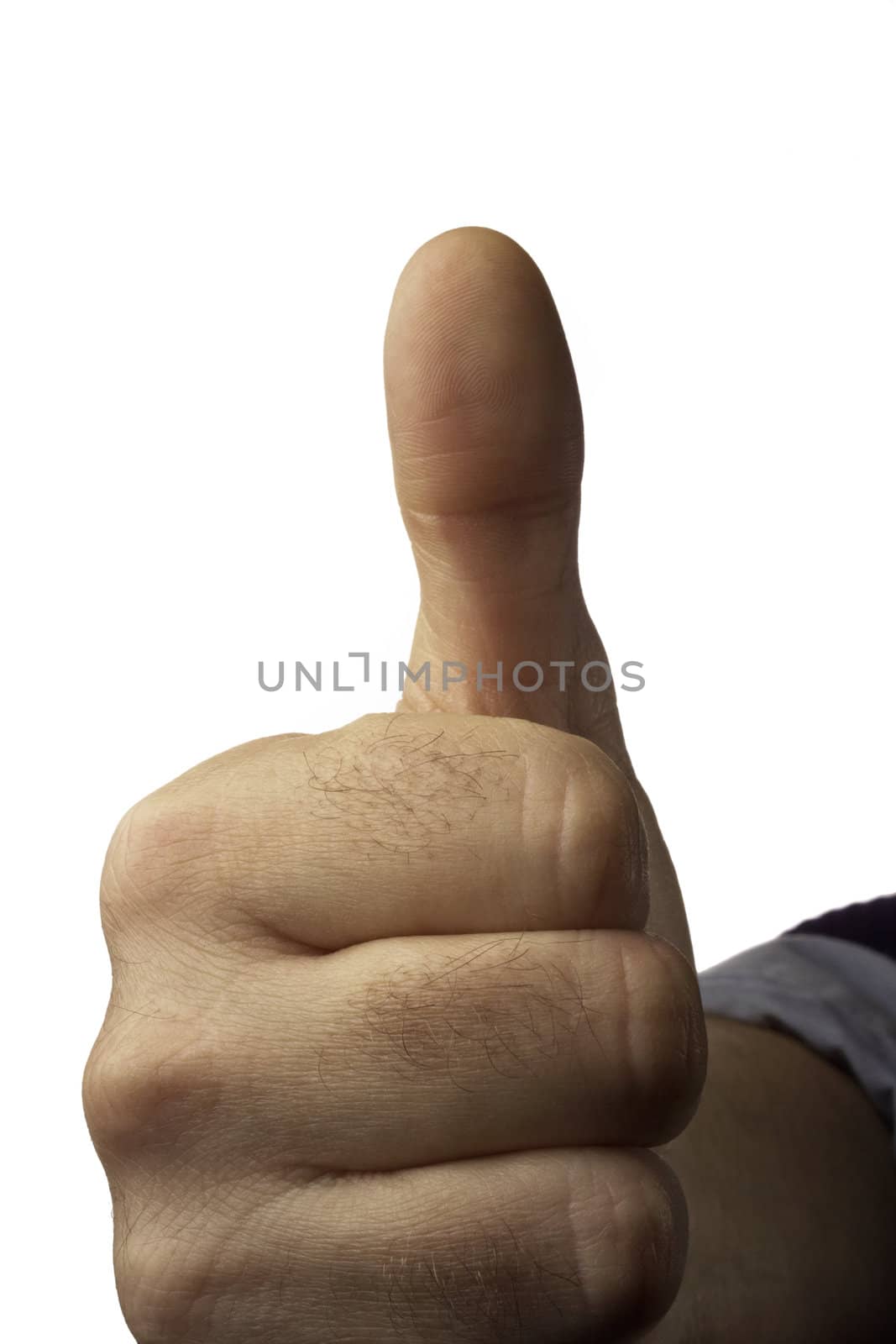 Male hand with thumb up