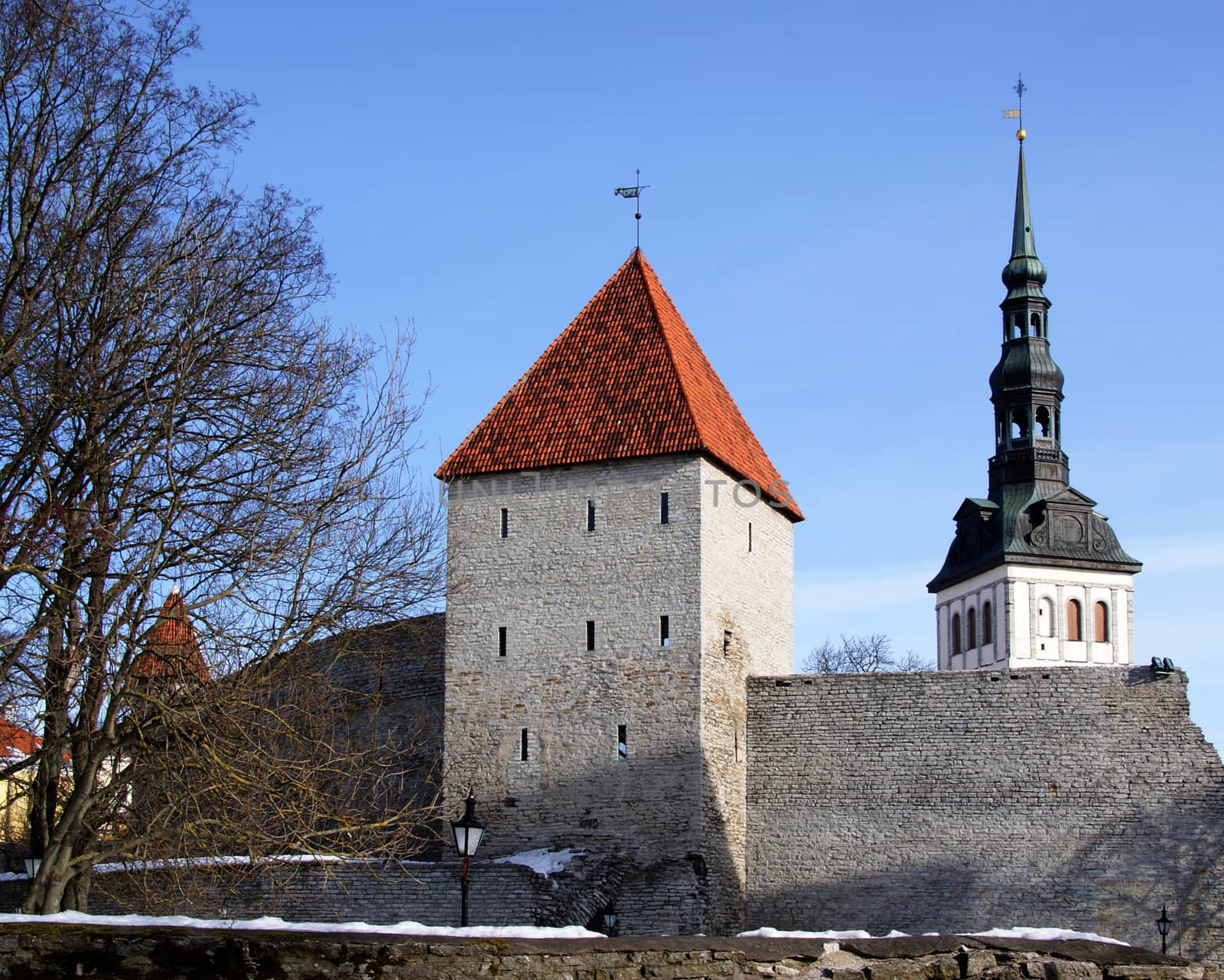 Tallinn, towers and walls of old city   