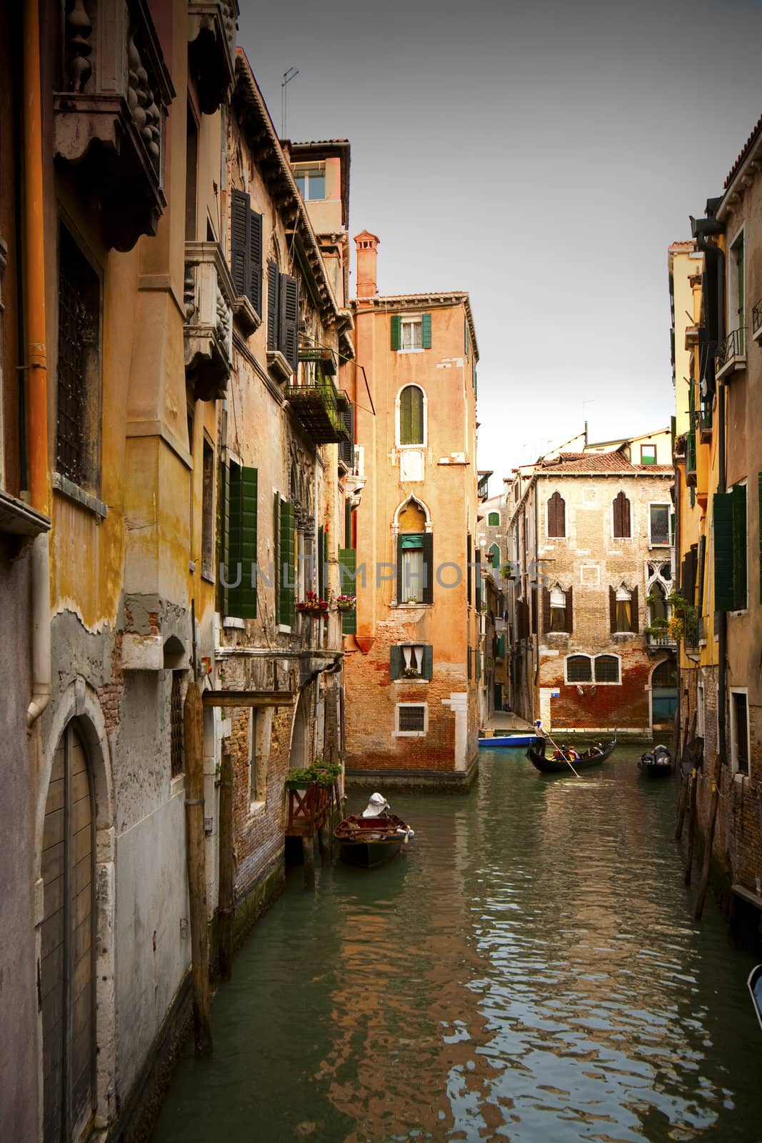  Gondola on the Canal of Venice, Italy.