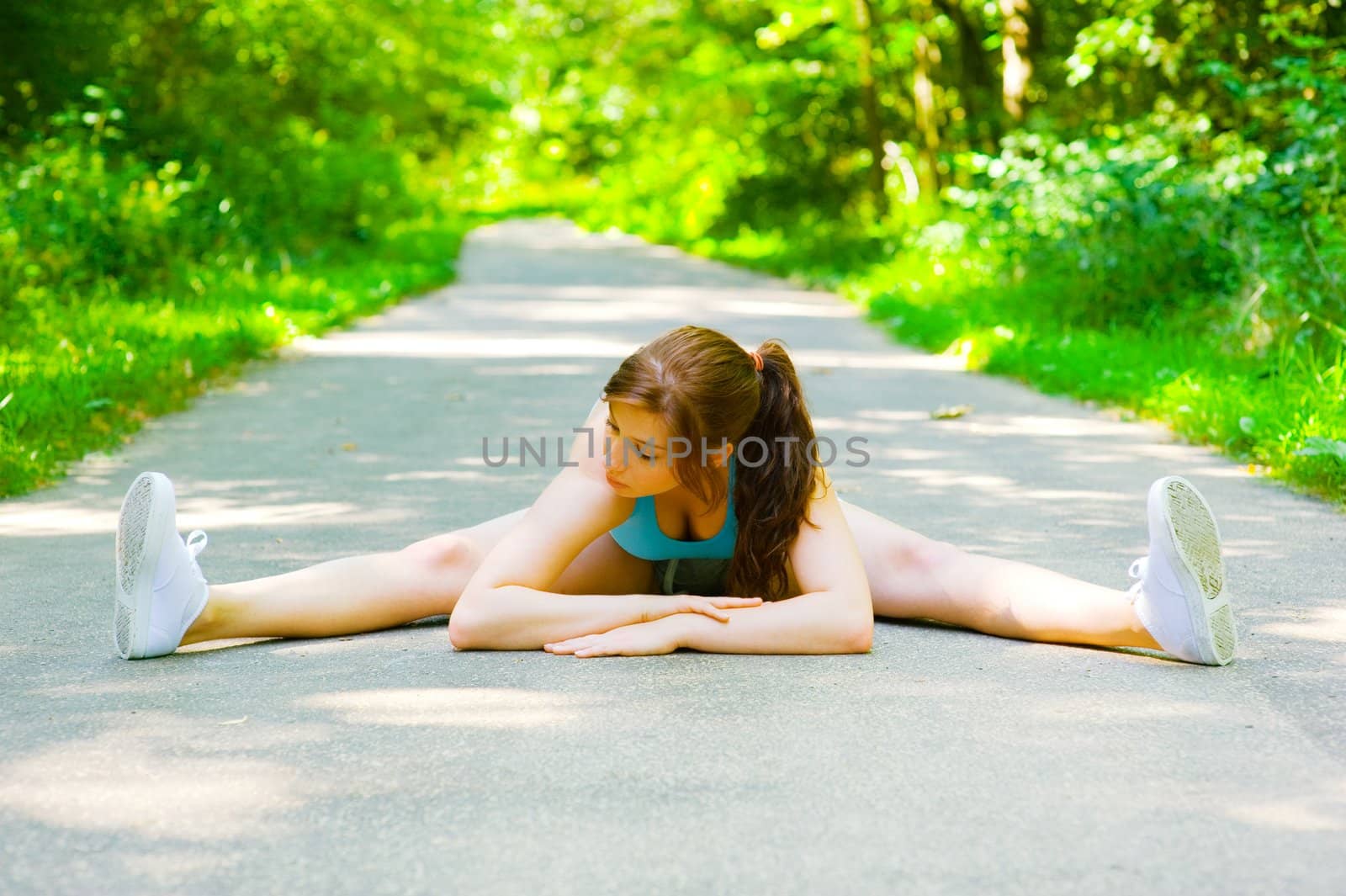 Young woman exercising, from a complete series of photos.