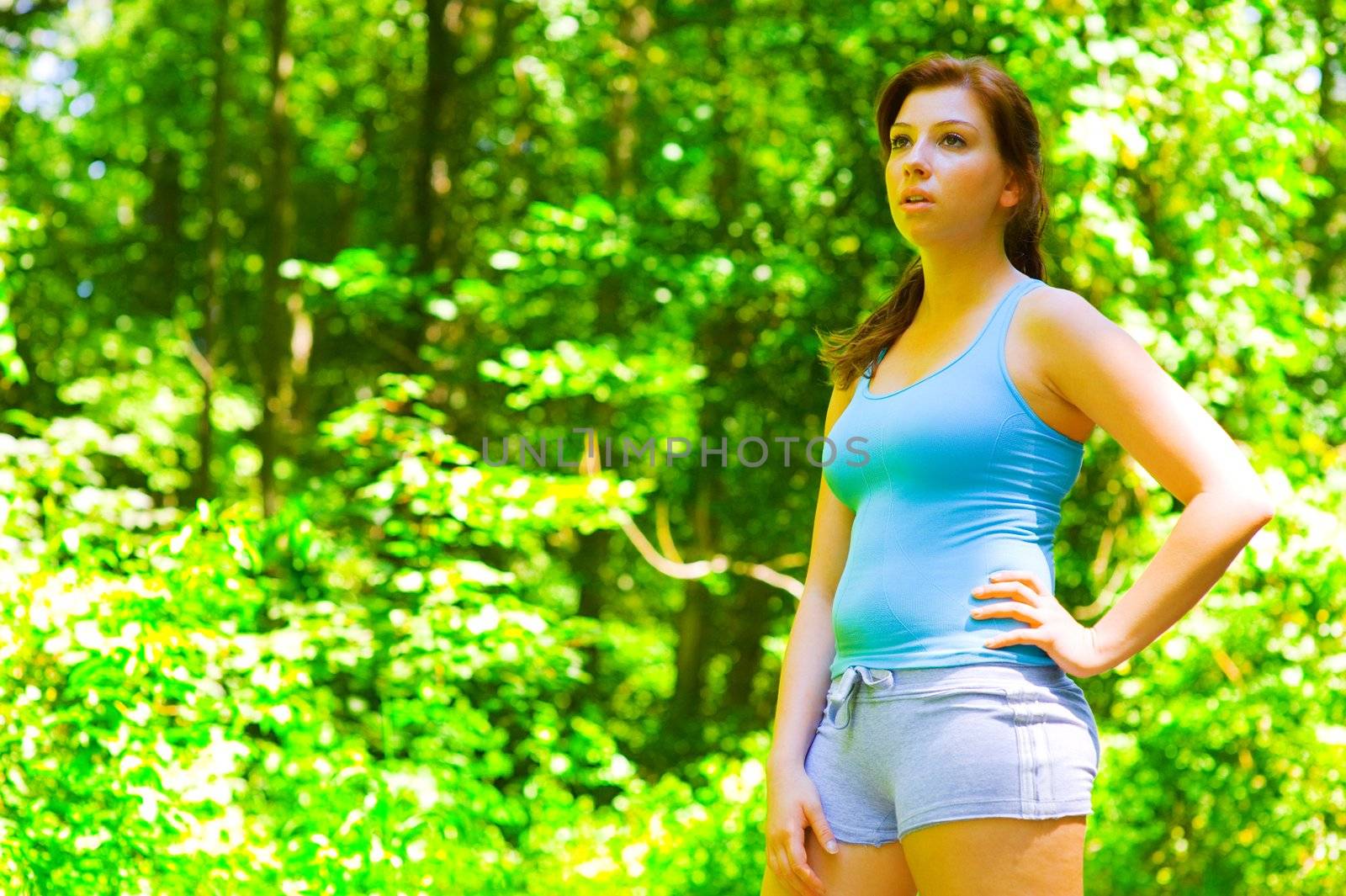 Young Woman Outdoor Workout by cardmaverick