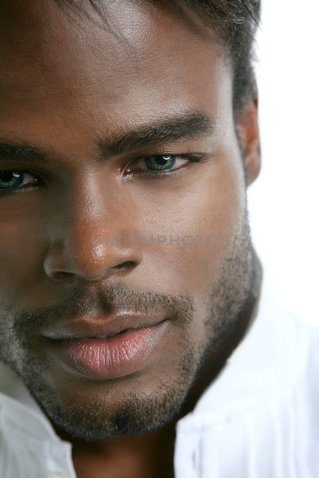 African american cute black young man closeup portrait