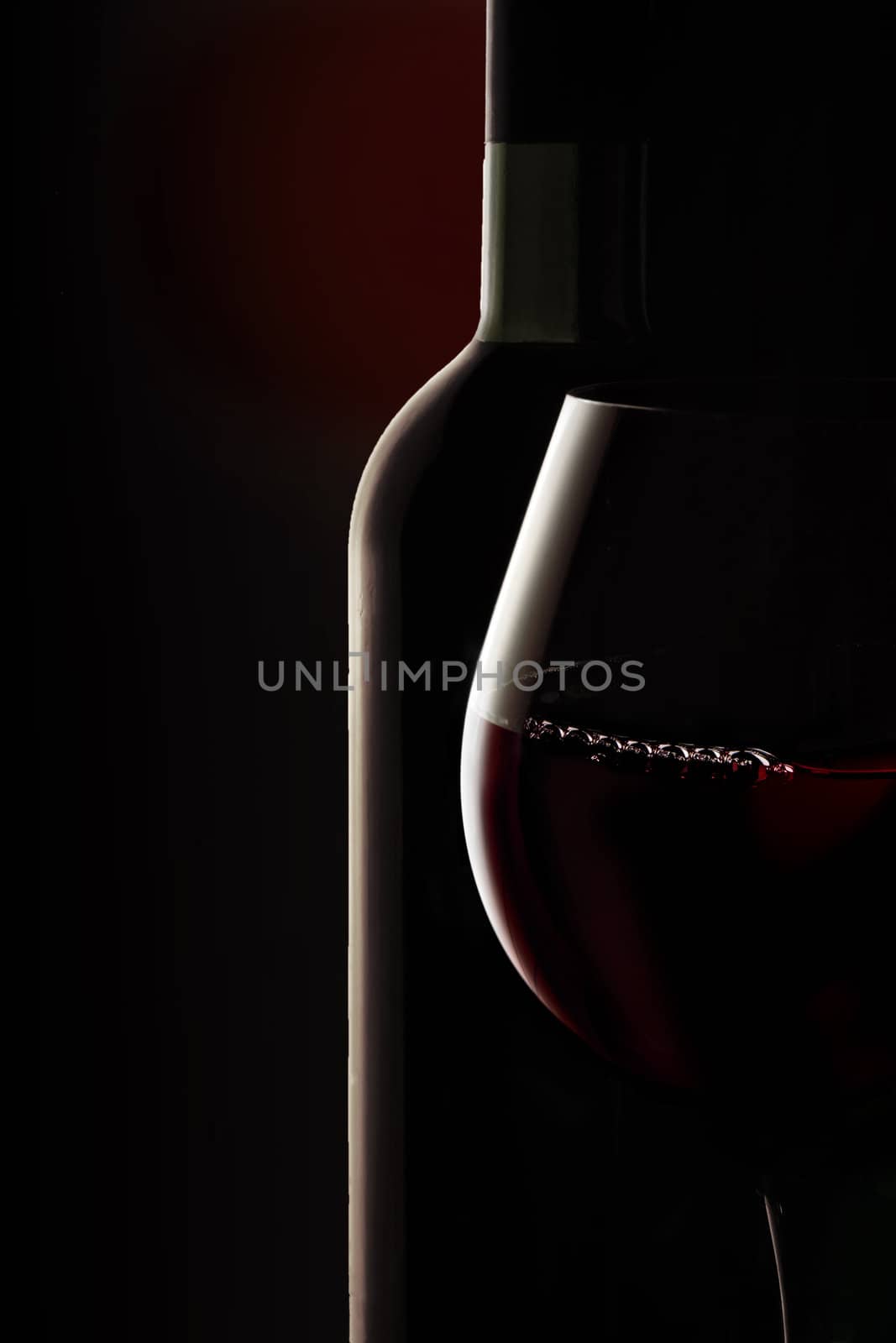  Glass and Bottle of red wine. by vladimir_sklyarov